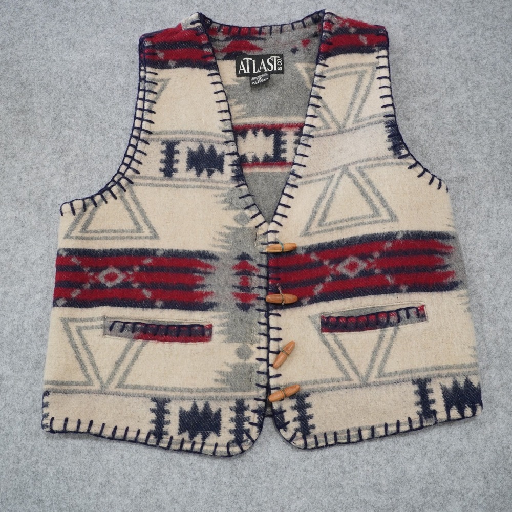 Atlast & Co Vintage Size Medium Southwestern Vest Wool Blend Toggle Country